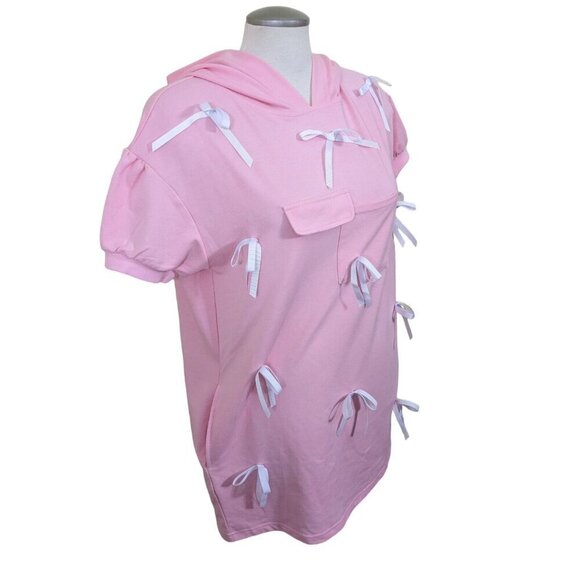 Banned Alternative Womens NEW XS Hoodie Tunic Pink Bow Top Bunny Ears Coquette - Picture 3 of 10